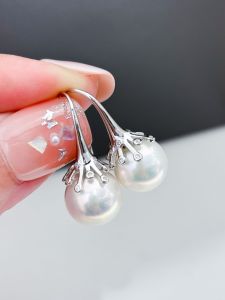 ต่างหูเงินแท้ S925 พร้อมรูเปล่า พร้อมลูกปัดกลมขนาด 11-13 มม. สีทองและเงิน อุปกรณ์ทำเครื่องประดับ DIY