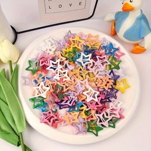 10pcs/30pcs Cute Hollow Star Hair Clips Vibrant Colorful Snap Design Perfect for Styling and Makeup Ideal  Gift Holiday Gift