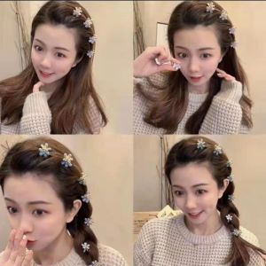 Korean Small Hair Clip High-end Side Bangs Top Clip Alloy Hairpins Flower Crystal Hair Clips Hair Pin Elegant Girl Hair Accessories