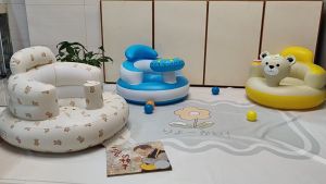 Inflatable Portable Kids Sofa Baby Chair Multifunctional Cute Inflatable Baby Sofa Seat Baby Bath Toys Eating Chair Feeding