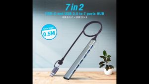 🆕มาใหม่ 🚀ส่งเร็ว🚀 OKER H-348 HUB 2หัวเสียบ Type C [ USB-C ] AND USB 3.0 to 7 PORTS HUB Adapter อะแดปเตอร์ฮับ #DM 348