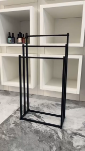 🔥 Nordic Bathroom Towel Rack Standing Shelf Iron Storage Rack Towel Hanger Stand Creative Drying Rack Clothes Rack