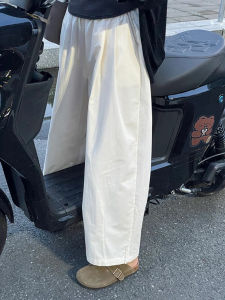 Quần Ống Rộng Thoải Mái Cỡ Lớn Cho Nữ Mùa Thu Phong Cách Mới Quần Ống Rộng Cạp Cao Bằng Vải Cotton Thoải Mái