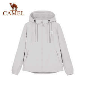 Cameljeans แจ็คเก็ตเสื้อกันลมมีฮู้ดสำหรับผู้หญิงเสื้อแจ็กเก็ตสำหรับฤดูใบไม้ผลิฤดูใบไม้ร่วงใหม่ชุดออกกำลังกายแต่งซิป