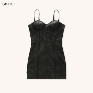 SMFK | Corseted Leather Look Short Dress