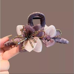 RUIQIU | Elegant Gradient Crystal Flower Back Head Claw Clip