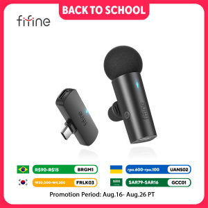 Fifine | FIFINE Wireless Lavalier Microphone for Phone/TabletType-C Condenser Mini Mic for Video Interview Vlog YouTube Recording-M6