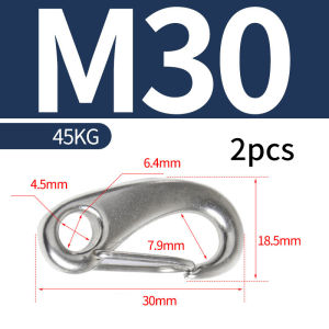 2Pcs 304 Stainless Steel Egg Spring Snap Shackle Oval Quick Release Wire Rope Clip M30-M100 40-400kg Load