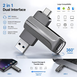 2 IN 1 Type-C USB 2.0 Flash Drive Metal Pendrive High Speed OTG USB Memory Stick 8/16/3/64/128GB Portable Gift Storage Pen Drive
