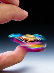 Colorful Rainbow UFO Metal Fidget Spinner | EDC Handheld Finger Toy for Focus & Anxiety Relief | Portable Desk Spinning Top Gift