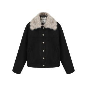 Fano | Áo Khoác Da Dày Phong Cách Retro có Cổ Lông Tháo Dỡ Được