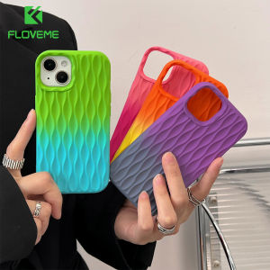FLOVEME Gradient 3D Watter Ripple Pattern Phone Case For iphone 14 13 12 11 Pro Max 14 Plus Frosted Skin Feeling INS Style Soft TPU Shockproof Back Cover For iphone 14 13 12 11