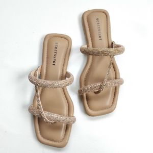 Sandal Wantia Kekinian Teplek Jepit Tali Permata Blink Terbaru Sendal Santai Empuk Simple Elegan