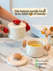 XIAOHUANGLU | Bát Sứ Có Nắp và Hai T núm Dùng ở Nhà