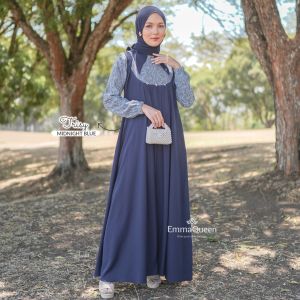 EmmaQueen - Dress Trisy Kids Gamis Kondangan Simple Cantik Premium Shakila Kombin Brukat XS/XXL Resleting Depan Wudhu Friendly