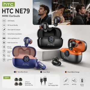 HTC NE79 TWS Bluetooth 6.0 Earphones AI Translator In-Ear HiFi Sound Headset for Sports Headset with Clear Call Mic