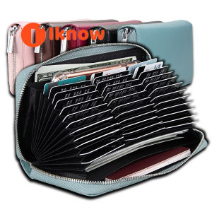 I know Organ long genuine pickup bag passport bag RFID resistant credit card bag multi-functional mens and womens wallet passport clip