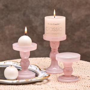 French Style Glass Candle Holder Luxury Pink Romantic Wedding Dinner Table Candle Decoration Ornaments European Style Home Decor
