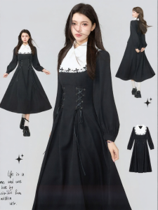 KEIKO | Đầm A-line Gothic Pháp Cổ Điển có Ren