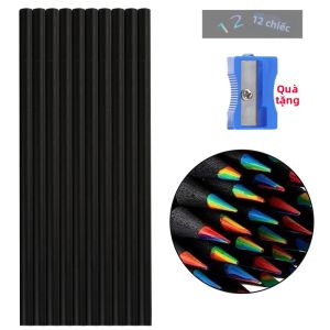 12 Chiếc Bộ Bút Chì Cầu Vồng Kawaii 7 Màu Bút Chì Màu Gỗ Đồng Tâm Chuyển Màu Cho Trẻ Em Vẽ Tranh Nghệ Thuật - Quà Tặng Văn Phòng Phẩm