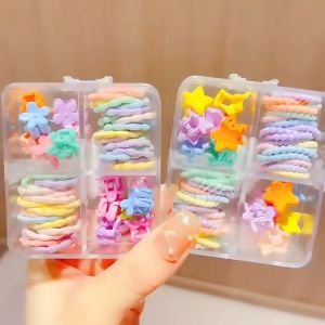 Set Ikat Rambut Jepitan Mix Pastel Aksesoris Rambut Anak Perempuan Kuncir Jepit Warna Warni Korean Style Karet Jepit Box Gift Set 4 Sekat Colorfull Karakter Lucu PST