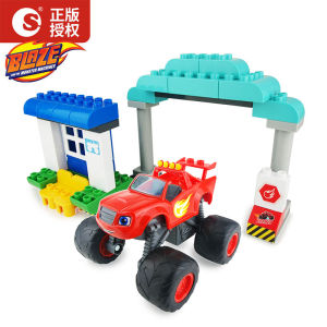 NEW Blaze and the Monster Machine Toys for Kids BIG Inertial Racing Car with Building blocks Bus Stop Shelter Maintenance Station Truck Model Toy Vehicle