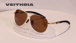 kacamata VEITHDIA Kacamata Polarized Original Kacamata Sunglass Gaya Retro aviator