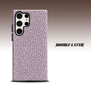 Pale Lilac Tiny Dot Polka For Samsung Galaxy S26 S25 S24 A56 A36 Dual Layer Luxury Fashion Full Lens Protective Case