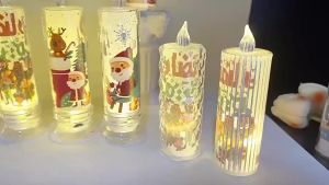 Nến Đèn LED Điện Tử Hình Ông Già Noel Tuần Lộc Trang Trí Decor Tiệc Giáng Sinh 5x18cm