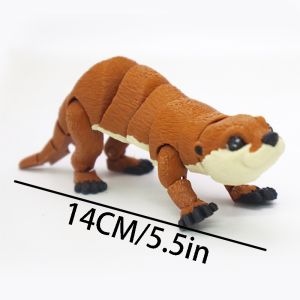 14cm Mini 3D Printed Otter Crafts Ornament Gift Creative Animal Joints Movable Model Funny Home Accessories Gift for Home Decor