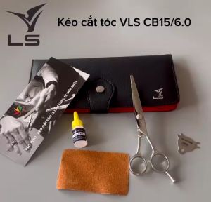 Kéo cắt tóc VLS lưỡi thẳng quai cân đối xứng đỡ ngón tháo rời CB15/6.0