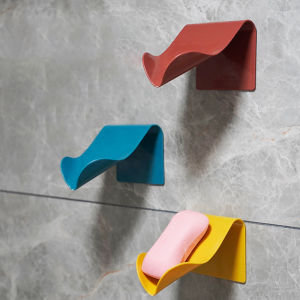 V-shaped drainage hole soap holder nail free self-adhesive wall mounted soap tray creative design suitable for bathroom use ﻿