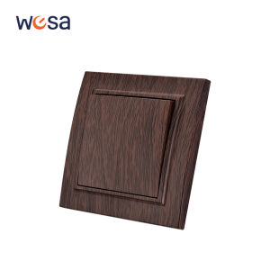 WESA Brown Wooden Frosted Light Wall Switch Flame Retardant Plastic Panel Button 1 Gang 1 Way Wall Rocker Switch On And Off AC