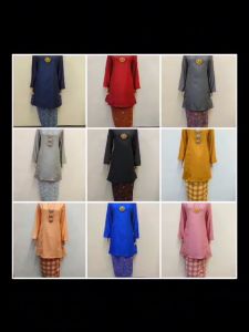 Baju Kurung Riau Jasmin Baju Plain Kain Bercorak #KR23092 BBStml