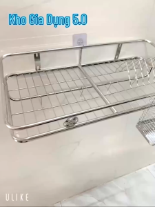[ BẢO ĐẢM CHẤT LƯỢNG ] Kệ Úp Chén Treo Tường inox 1 Tầng Có Móc Treo