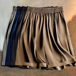 FLICBS | Large Size Ice Silk Acetic Acid Summer Satin Loose Straight Casual Shorts