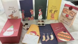 แพ็ค6ใบ ถุงกระดาษ +สติกเกอร์  ใส่ขนม คุ๊กกี้ เบเกอร์รี่ ลาย Christmas น่ารัก ใส่ของขวัญ วันคริสต์มาส ปีใหม่ พร้อมส่ง