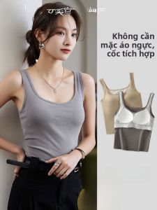 MiiOW | Áo ba lỗ nữ mùa hè mỏng có đệm ngực một mảnh áo khoác ngoài lưng đẹp đồ lót cơ bản màu trơn dài vừa phải ôm vừa phải