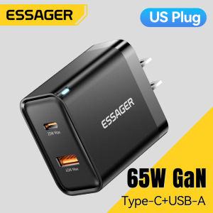 Essager 65W Ｇan Charger USB-A+Type-C Adapter Intelligent Fast Charging with Safety Compatibility for Multiple Devices
