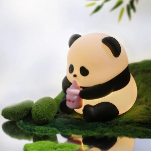 Cute Bedside Panda Lamp Rechargeable Animal Night Lamp Dimmable Breastfeeding Nursery Night light Squishy small night lamp for Room Decor