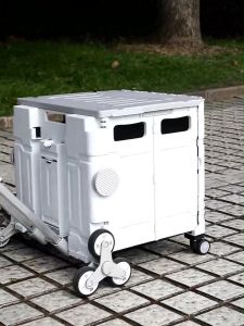 LONTAI Trolley Shopping Cart Lightweight Easy To Carry Lockable Direction Changeable Wheels Large Space Foldable Troli Pasar Camping Trolley