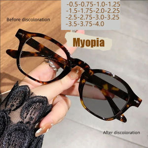 Light-sensitive Color-changing Retro Rice Nail Round Frame Anti-blue Light Fashion Versatile Literary Myopia Glasses 6133