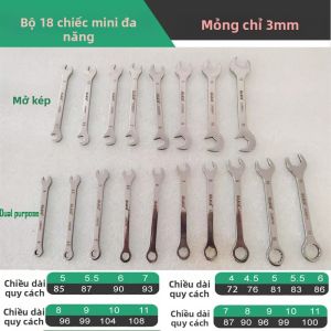 LAOA Bộ Cờ Lê Đa Năng 18 Món Plum Blossom Open Bộ Cờ Lê Đa Năng Bằng Thép Không Gỉ Mini Thin 4-11mm Cờ Lê Kết Hợp Kim Loại