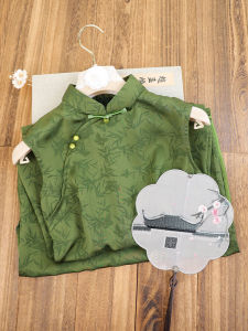 Elegant Green Floral Embroidery Sleeveless Qipao New Chinese Style Daily Wear Comfortable Breathable Long Dress for Women