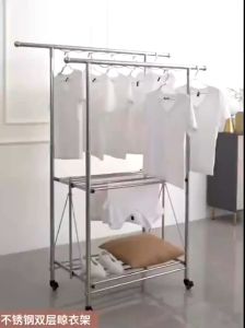 High Quality Stainless Steel Foldable Heavy Duty Mobility Clothes Hanger Drying Rack Adjustable Penyidai Pakaian Outdoor