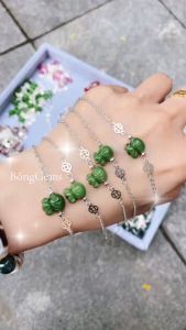 lắc tay nữ bạc mix charm túi tiền ngọc cẩm thạch tự nhiên vip và charm bạc cao cấp  vòng tay đá phong thủy trang sức thiết kế đủ hóa đơn thẻ bảo hành