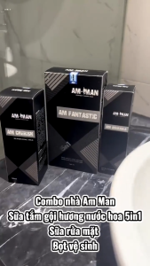 Combo Sữa Tắm Gội Nam 5in1 365mlGel Rửa Mặt 100ml & Bọt Vệ Sinh Nam AM MAN 120ml - Kèm Túi Hộp Quà Tặng Sang Trọng