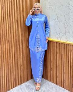 Baju Stelan Kurung Melayu Winola Bordir Satin Premium