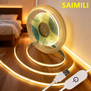 USB COB LED Strip Lights Room with Touch Dimmer Switch TV Backlight Flexible Cuttable Tape Lights for Cabinet Closet Decoration