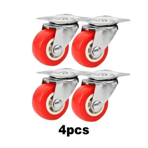 4/10PCS 2" Furniture Caster PVC Red Universal Wheel Swivel Caster Roller Wheel For Platform Trolley Accessory